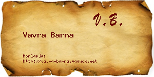 Vavra Barna névjegykártya